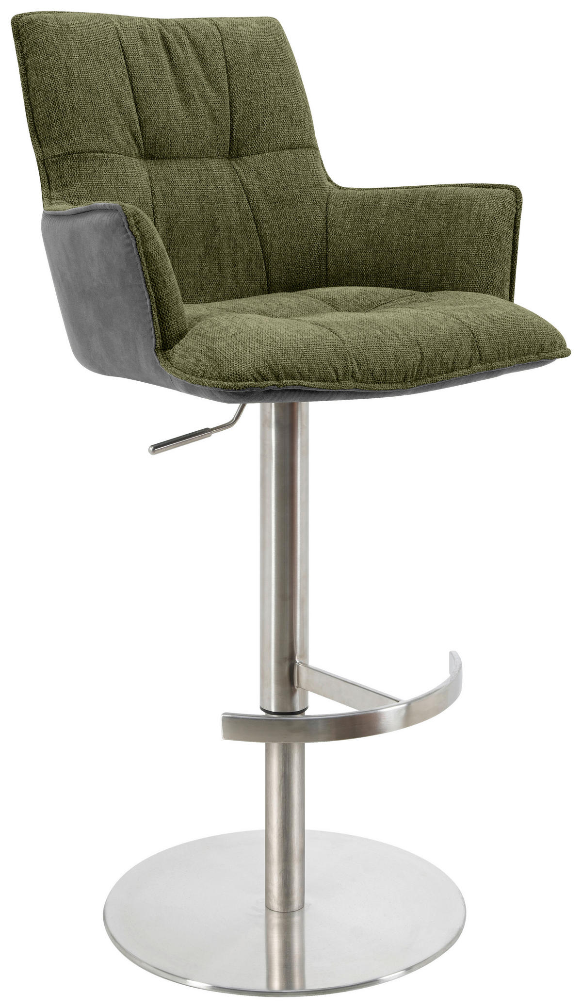 BARHOCKER in Holz, Metall, Textil Grün, Schwarz, Edelstahlfarben  - Edelstahlfarben/Schwarz, Design, Holz/Textil (56/100/56cm) - Novel