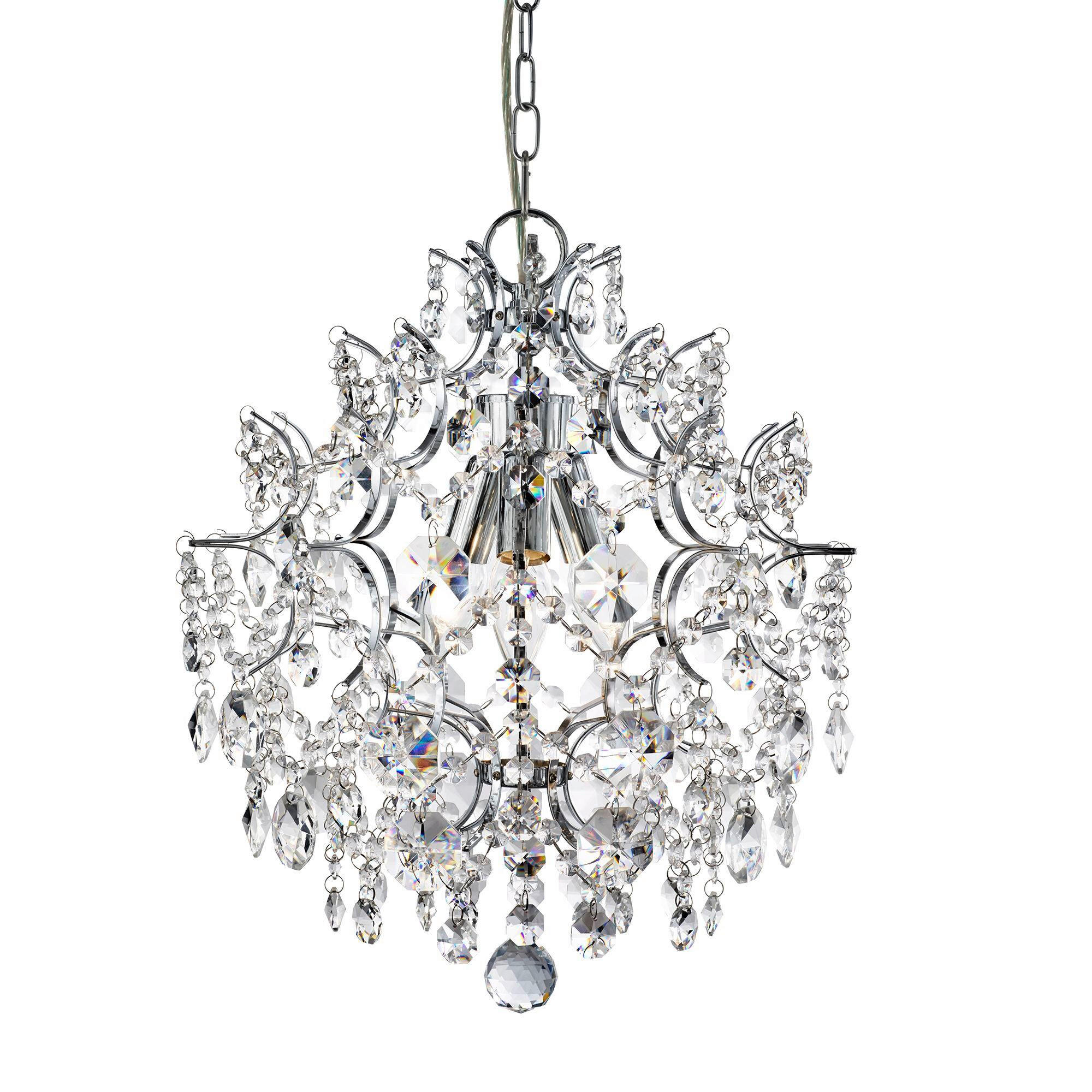 Searchlight Kristall-Hängeleuchte Harrietta Chrom 162 cm