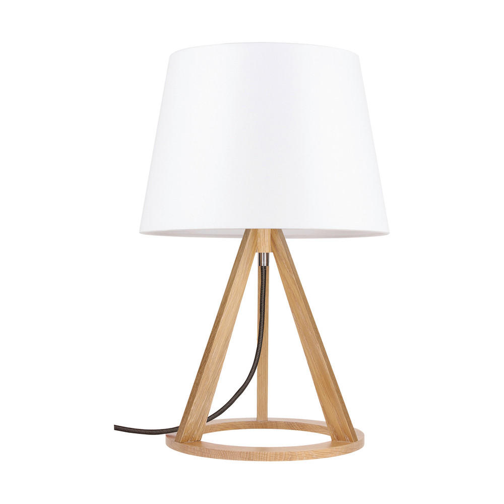 TISCHLEUCHTE 6511174 KONAN - Hellbraun/Weiß, Natur, Holz/Textil (30cm)