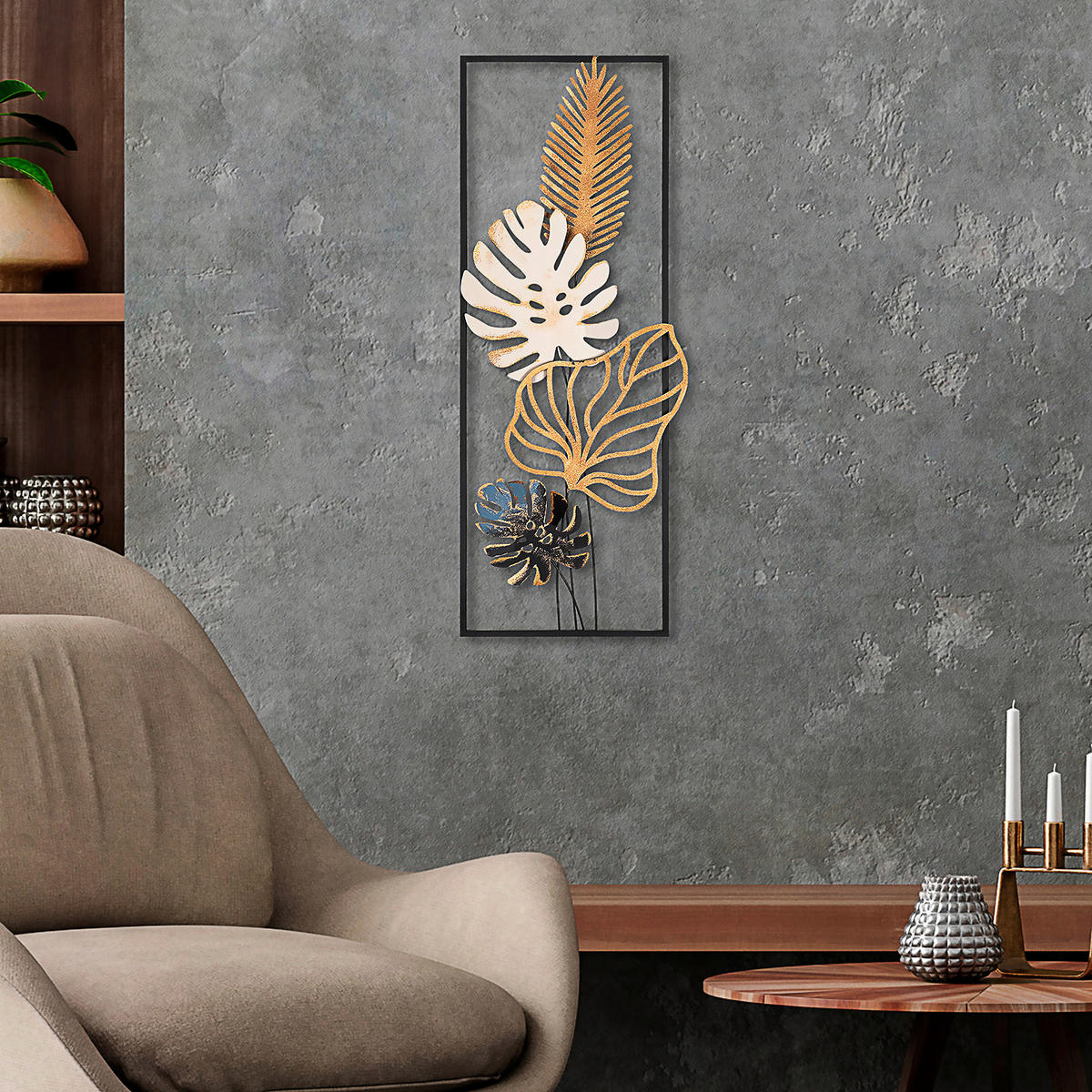 METALLBILD  - Multicolor, Basics, Metall (32/90cm)