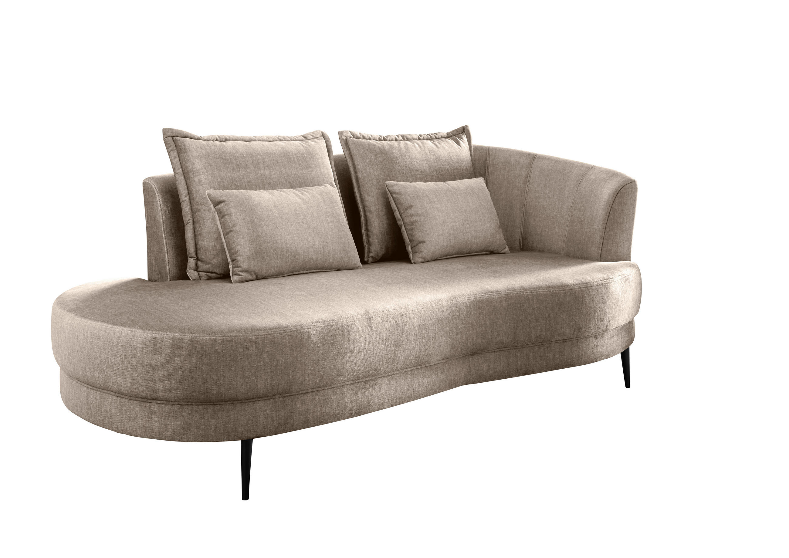 OTTOMANE in Velours Beige  - Beige/Schwarz, Modern, Textil/Metall (211/85/102cm) - Livetastic