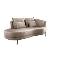 OTTOMANE in Velours Beige  - Beige/Schwarz, Modern, Textil/Metall (211/85/102cm) - Livetastic