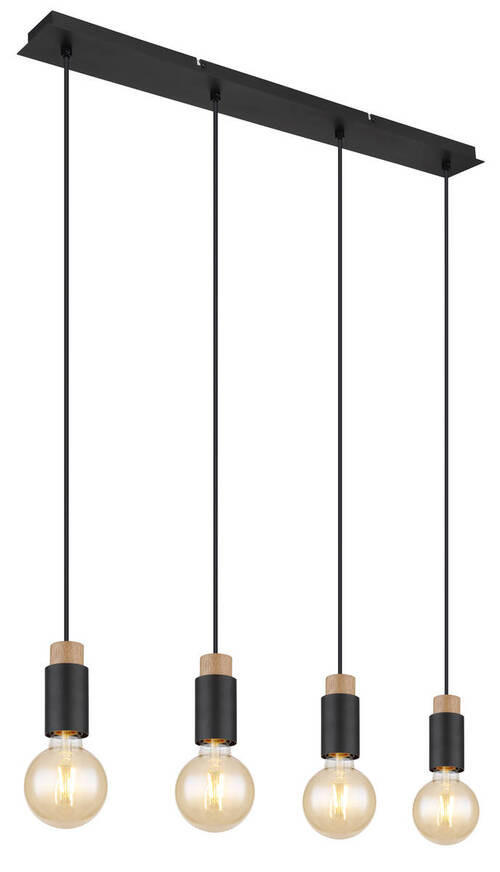 HÄNGLAMPA Matti 75/8/120 cm  - svart/mörkbrun, Design, metall/trä (75/8/120cm) - Globo