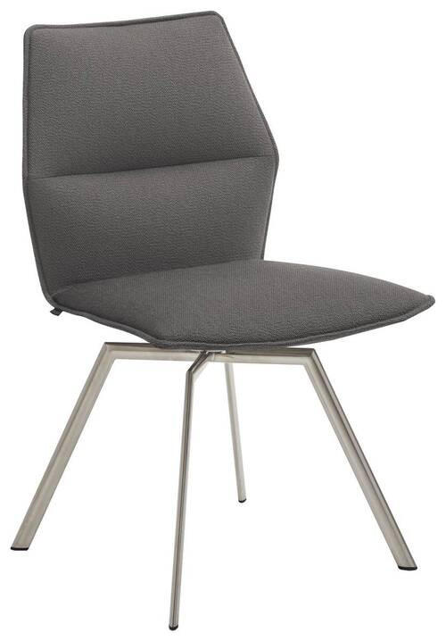 STUHL Hellgrau, Edelstahlfarben  - Edelstahlfarben/Hellgrau, Design, Textil/Metall (49/86/60cm) - Venjakob