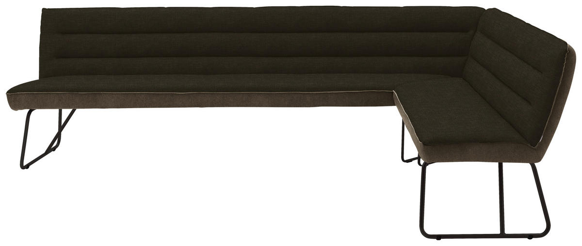 ECKBANK 264/174 cm  in Braun, Schwarz, Dunkelbraun  - Dunkelbraun/Schwarz, Design, Textil/Metall (264/174cm) - Dieter Knoll