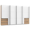 SCHWEBETÜRENSCHRANK  in Eichefarben, Weiß  - Chromfarben/Eichefarben, Basics, Holzwerkstoff/Metall (350,00/216,00/65,00cm) - MID.YOU