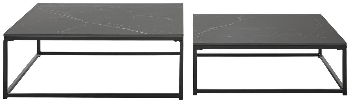 COUCHTISCHSET 75/65/27/22/75/65 cm quadratisch Schwarz  - Schwarz, Design, Keramik/Metall (75/65/27/22/75/65cm) - Livetastic