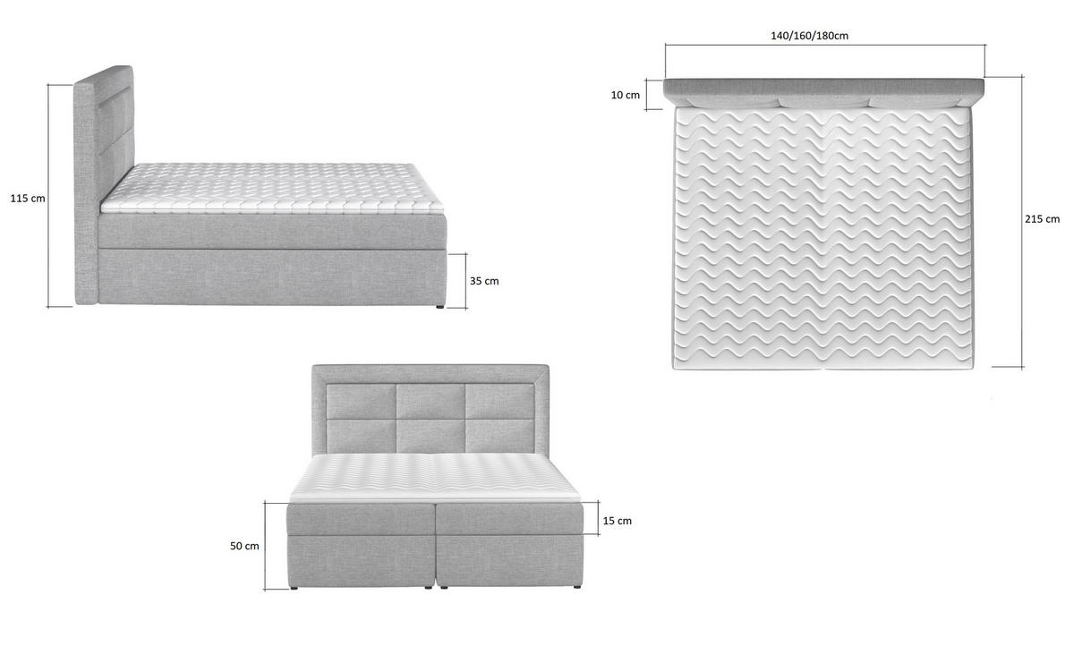 BOXBETT 180/200 cm  in Hellgrau  - Silberfarben/Hellgrau, Modern, Holz/Kunststoff (180/200cm) - MID.YOU