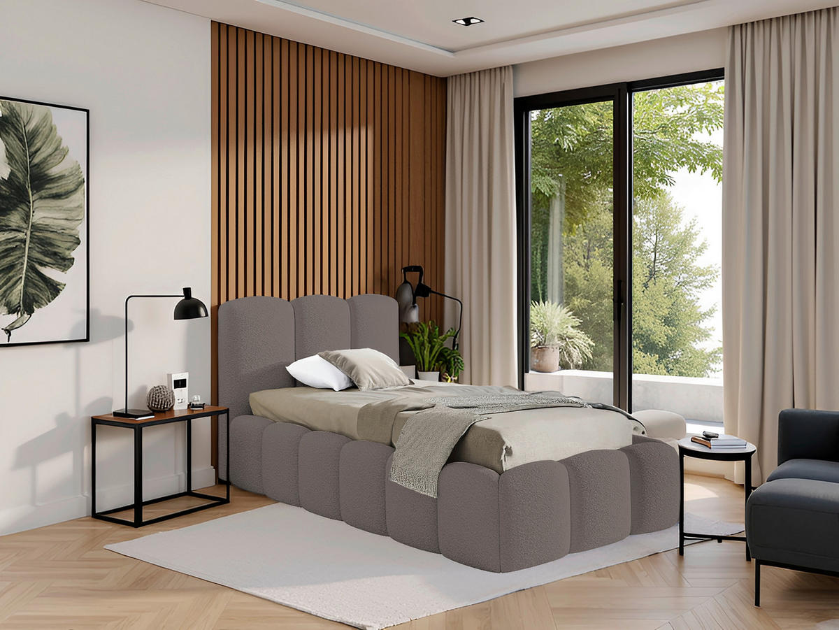 POLSTERBETT Lattenrost, Bettkasten Dunkelgrau 90/200 cm  - Dunkelgrau, MODERN, Holz/Textil (90/200cm) - Livetastic