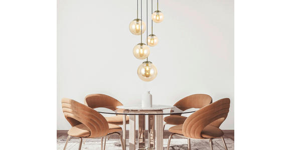 HÄNGELEUCHTE 44,5/120 cm - Goldfarben/Bernsteinfarben, Trend, Glas/Metall (44,5/120cm) - Novel