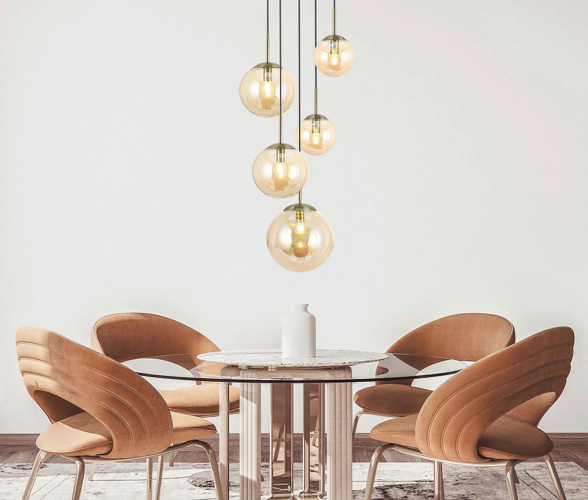 HÄNGELEUCHTE 44,5/120 cm  - Goldfarben/Bernsteinfarben, Trend, Glas/Metall (44,5/120cm) - Novel