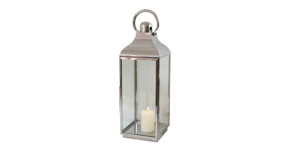 LATERNE - Edelstahlfarben, Design, Glas/Metall (20/59/20,5cm) - Ambia Home