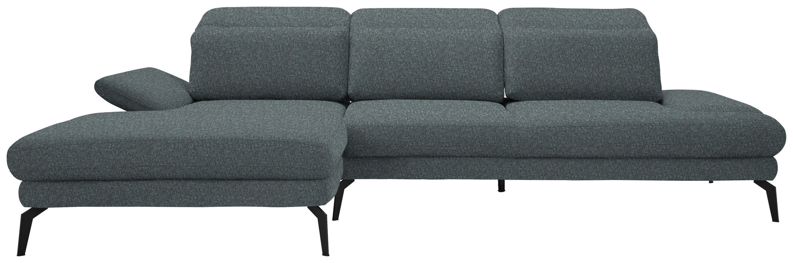 ECKSOFA in Webstoff Grau  - Schwarz/Grau, Design, Textil/Metall (180/289cm) - Stylife
