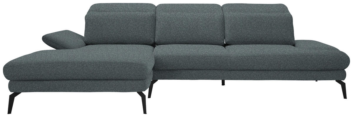 ECKSOFA in Webstoff Grau  - Schwarz/Grau, Design, Textil/Metall (180/289cm) - Stylife
