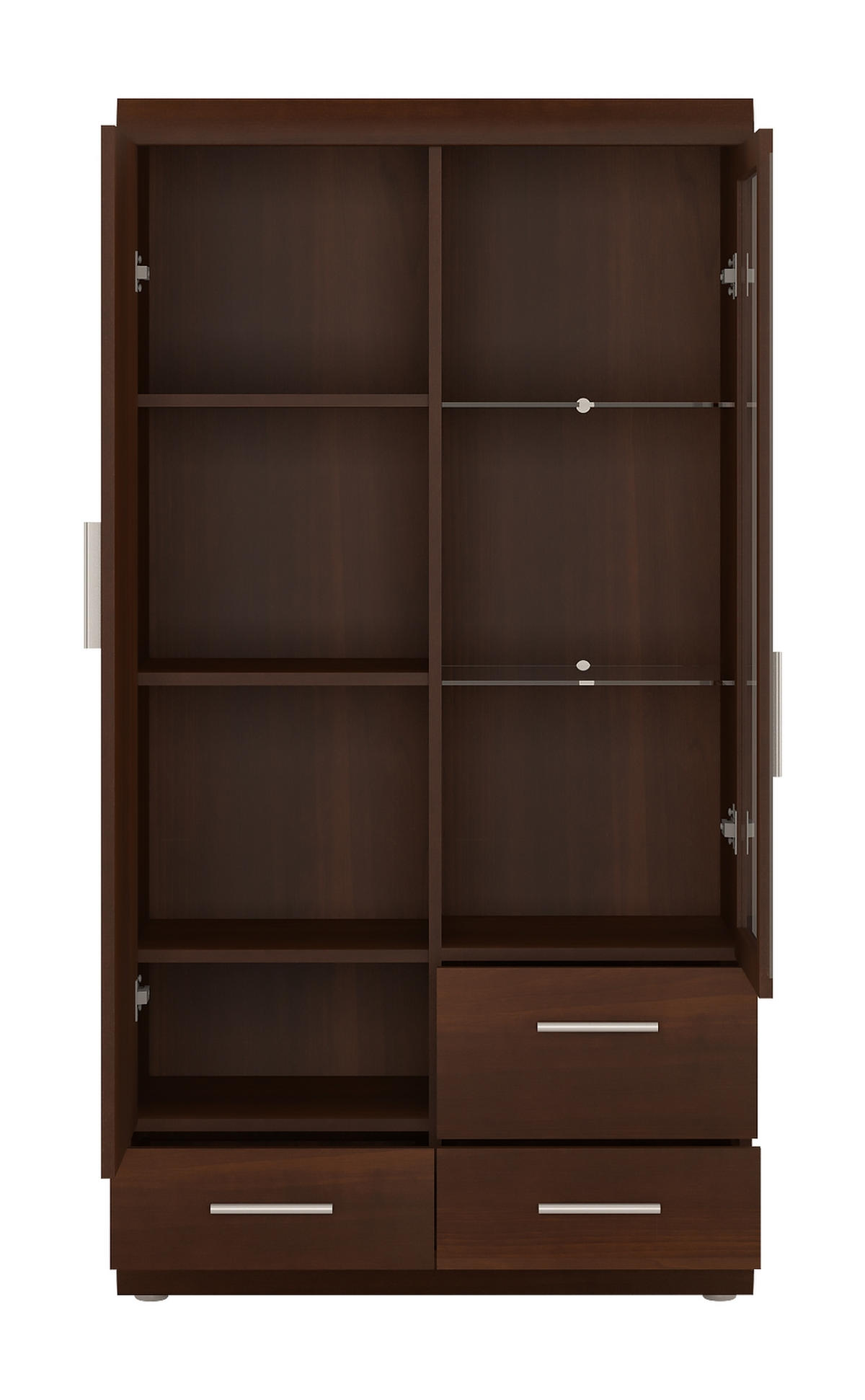 VITRÍNA, barvy vlašských ořechů, 80/152/38 cm - barvy chromu/barvy vlašských ořechů, Konvenční, kompozitní dřevo/plast (80/152/38cm) - Venda
