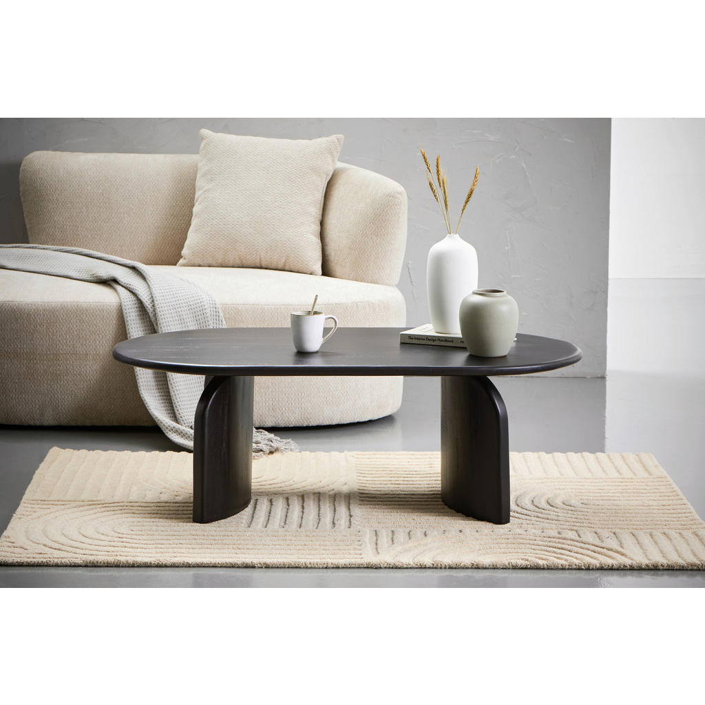Thumbnail - Livetastic Couchtisch, Dunkelbraun, Holz, Mangoholz, massiv, Holz, oval, Säule, 120x65x40 cm, einfacher Aufbau, Wohnzimm...