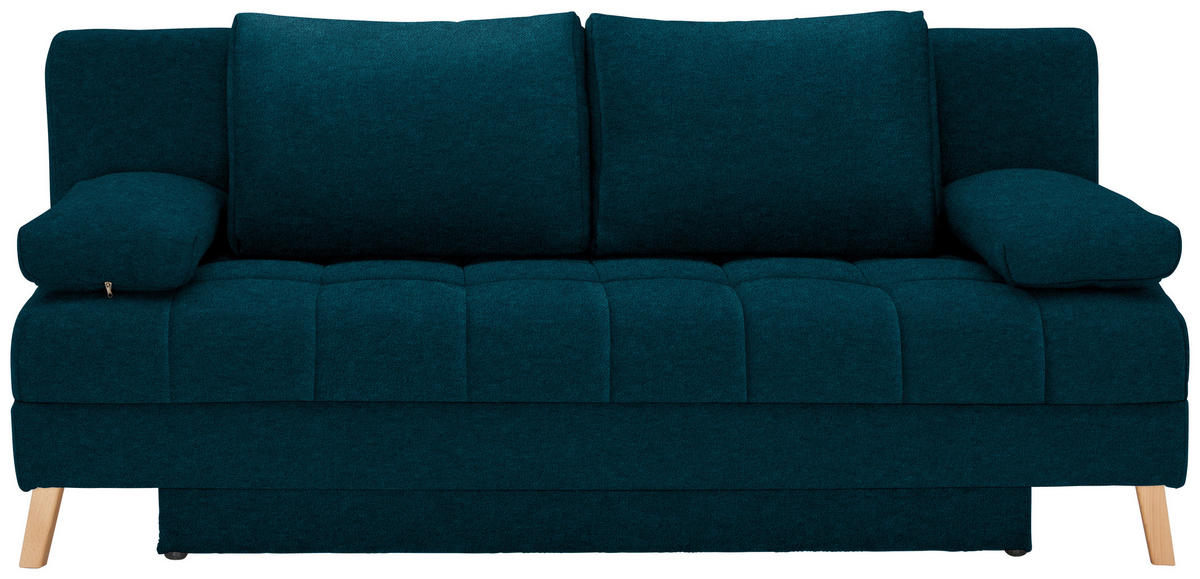 SCHLAFSOFA in Webstoff Petrol  - Petrol/Naturfarben, Konventionell, Holz/Textil (195/90/90cm) - Cantus