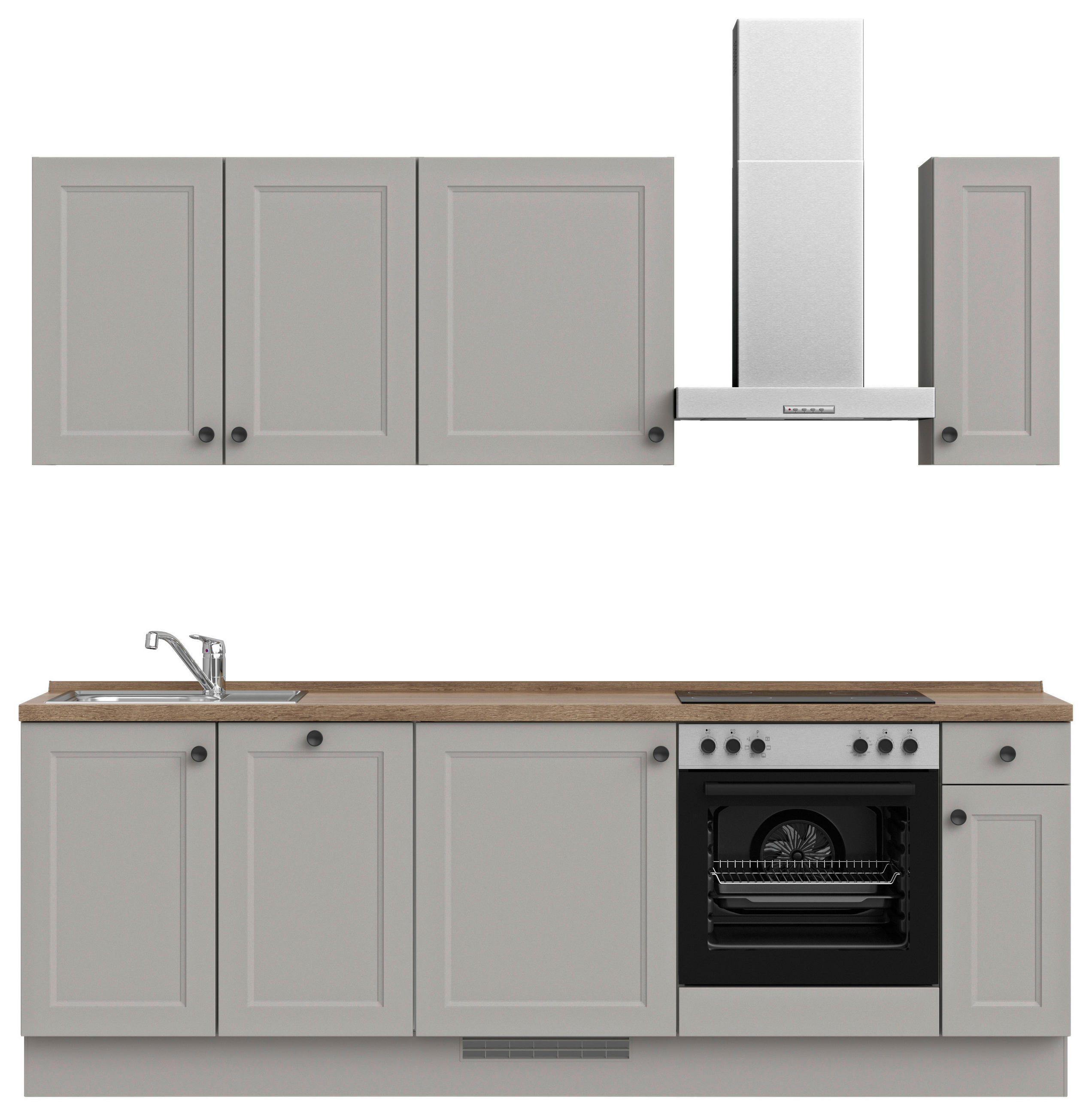 KÜCHENLEERBLOCK 240 cm   in Grau, Eiche dunkel  - Eiche dunkel/Schwarz, MODERN, Holzwerkstoff/Metall (240cm) - Nobilia