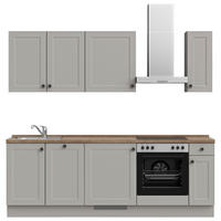 KÜCHENBLOCK 240 cm   in Grau, Eiche dunkel  - Eiche dunkel/Schwarz, MODERN, Holzwerkstoff/Metall (240cm) - Nobilia