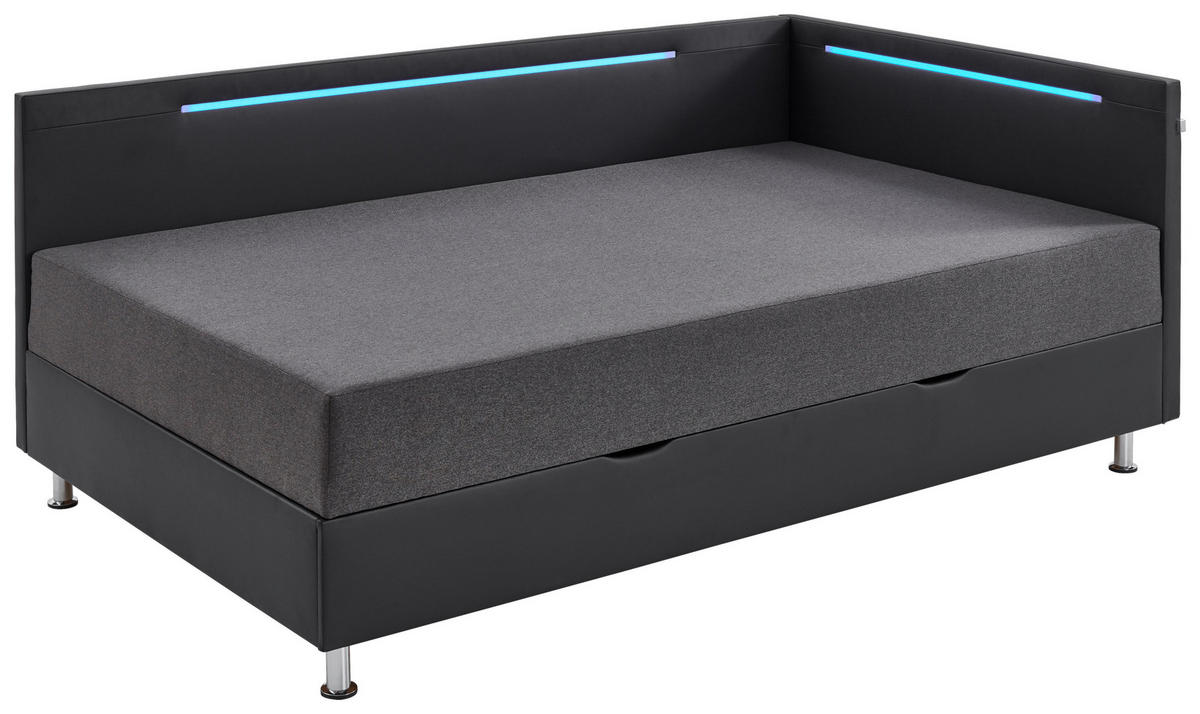 LIEGE Flachgewebe Anthrazit, Schwarz  - Chromfarben/Anthrazit, Design, Textil/Metall (120/200cm) - home24