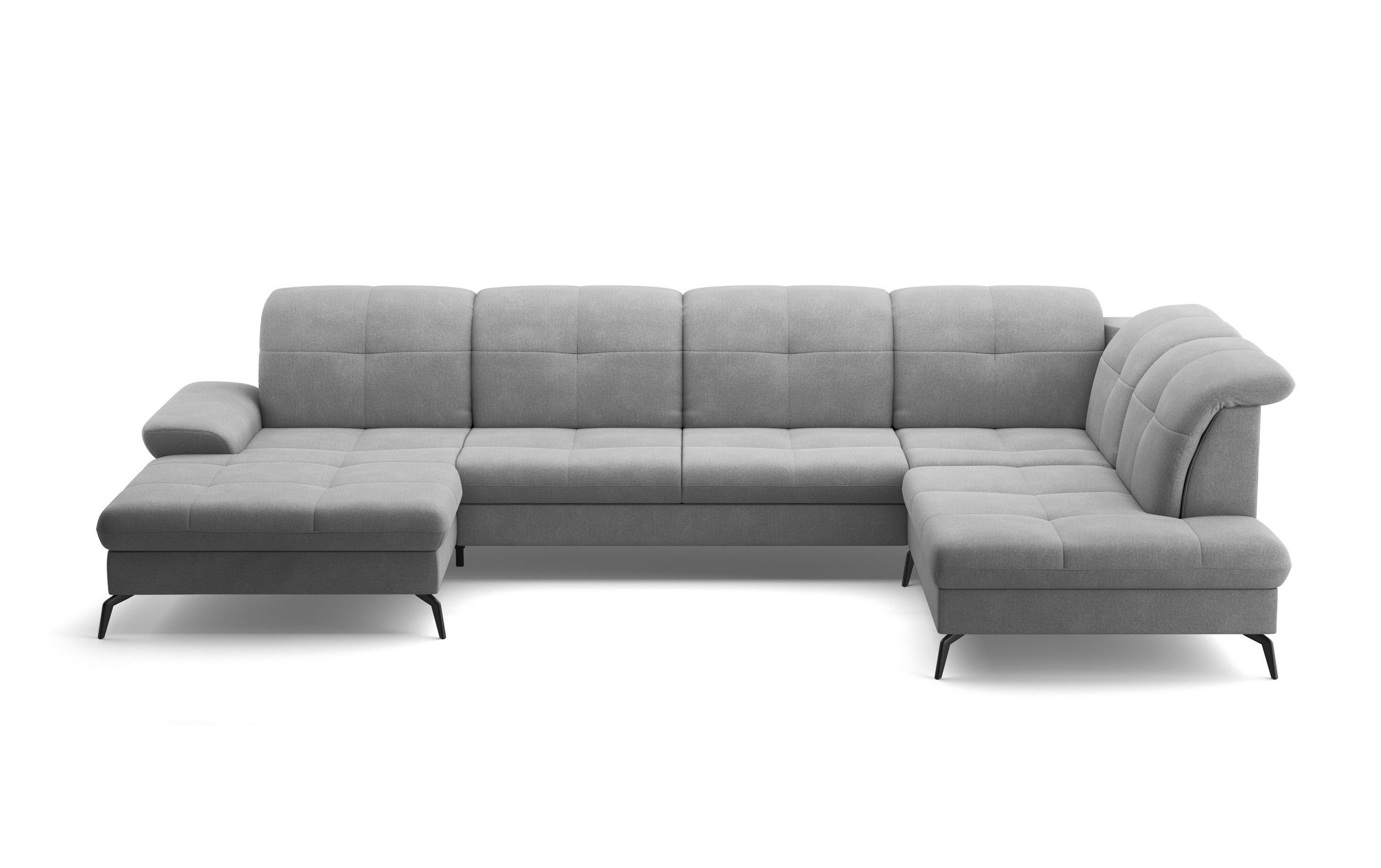 WOHNLANDSCHAFT Grau Flachgewebe  - Schwarz/Grau, KONVENTIONELL, Textil/Metall (185/357/231cm) - Sit & More
