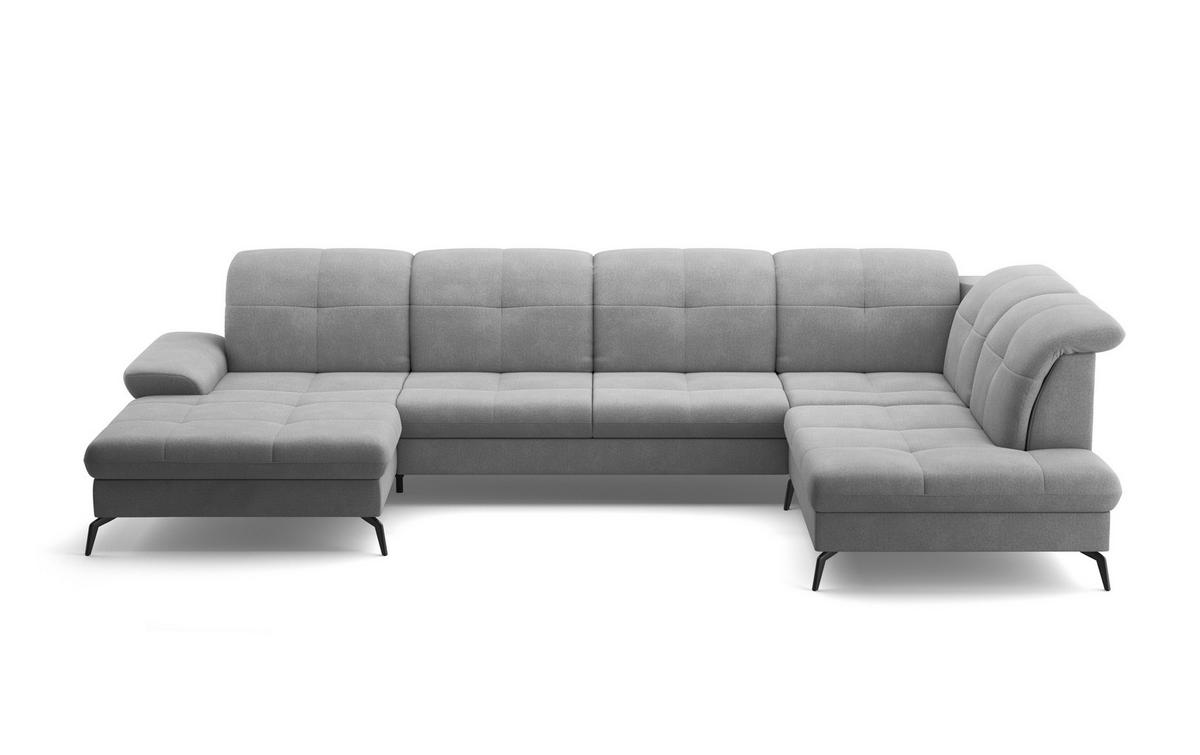 WOHNLANDSCHAFT in Flachgewebe Grau  - Schwarz/Grau, Konventionell, Textil/Metall (185/357/231cm) - Sit & More