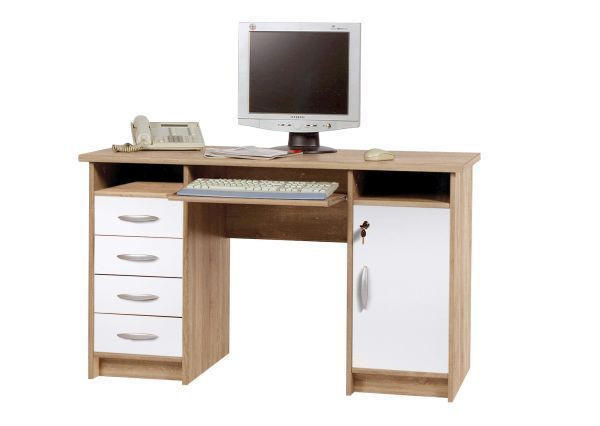 RADNI STO  bela, sonoma hrast   - sonoma hrast/bela, Dizajnerski, pločasti materijal/plastika (126/77/55cm) - Boxxx