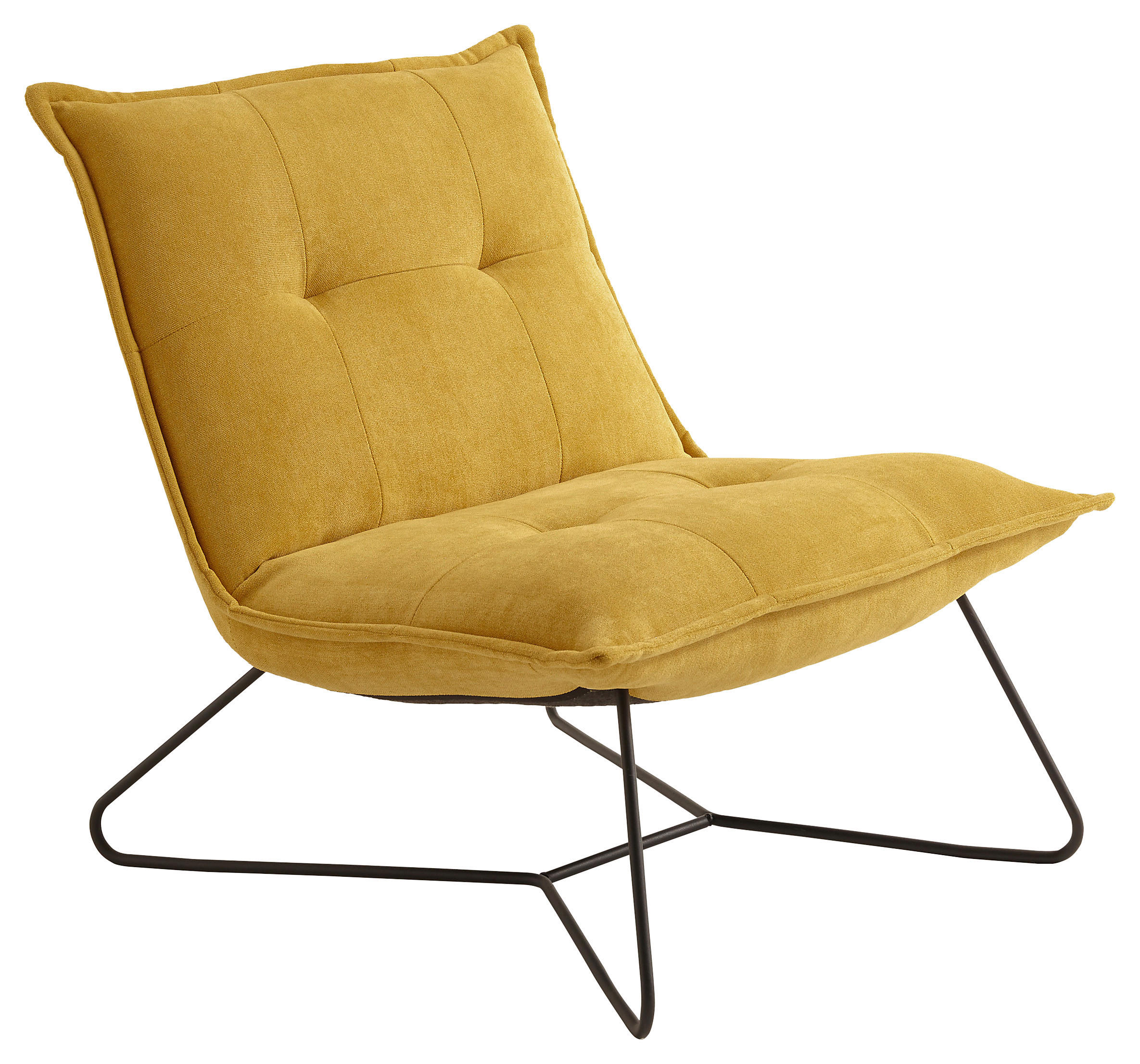 SESSEL in Mikrovelours Gelb  - Gelb/Schwarz, Basics, Textil/Metall (69/76/86cm) - MID.YOU