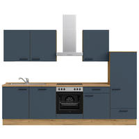 KÜCHENLEERBLOCK 300 cm   in Blau, Eichefarben  - Blau/Eichefarben, MODERN, Holzwerkstoff/Metall (300cm) - Nobilia