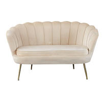 2-SITZER-SOFA in Samt Beige  - Beige/Goldfarben, MODERN, Textil/Metall (136/78/77cm) - Livetastic