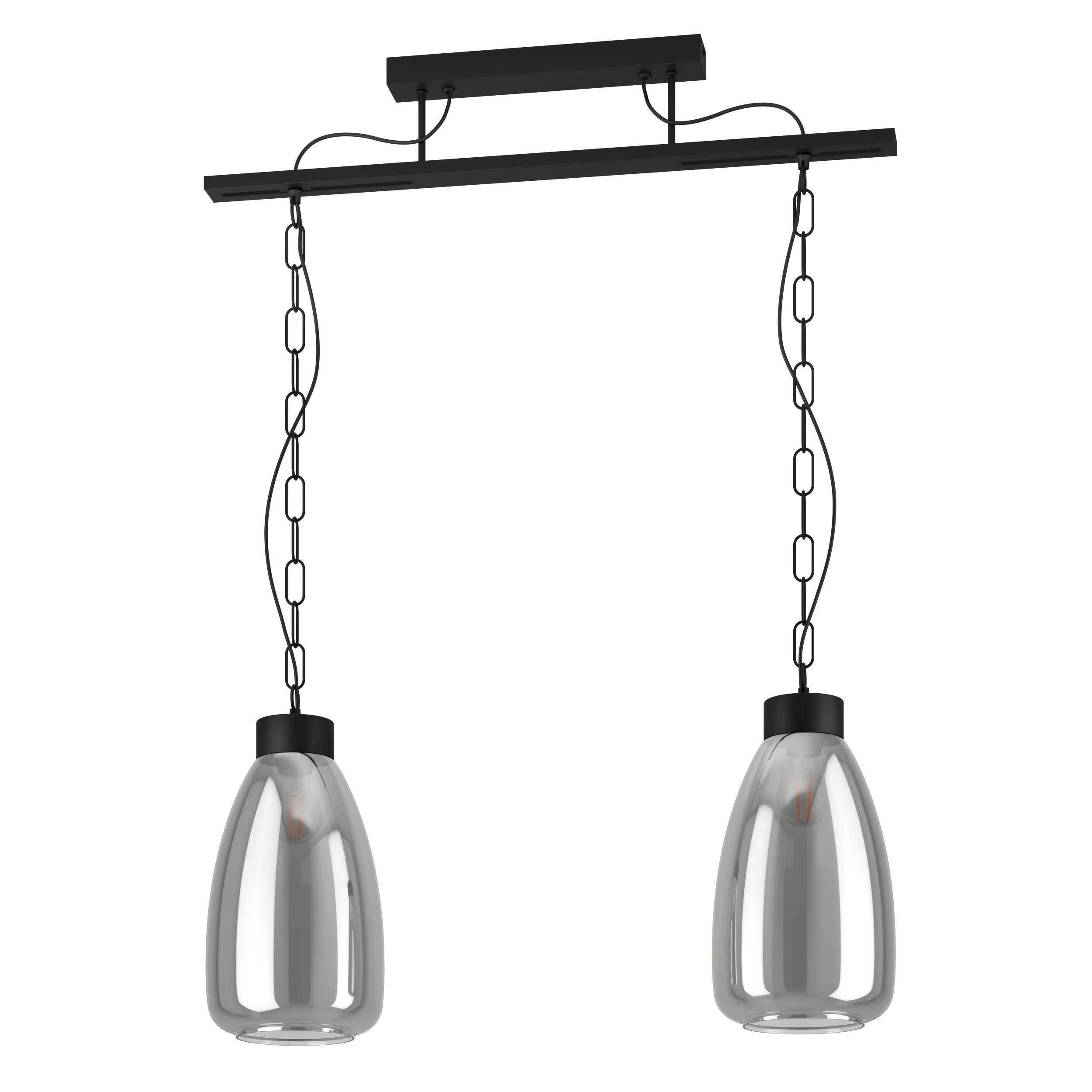 ZÁVESNÉ SVIETIDLO, 77/20/108,5 cm  - priehľadné/čierna, Design, kov/sklo (77/20/108,5cm) - Eglo