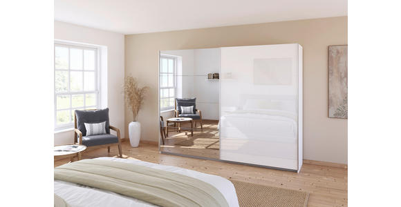 SCHWEBETÜRENSCHRANK  in Weiß  - Alufarben/Weiß, KONVENTIONELL, Glas/Holzwerkstoff (271/229/62cm) - Xora