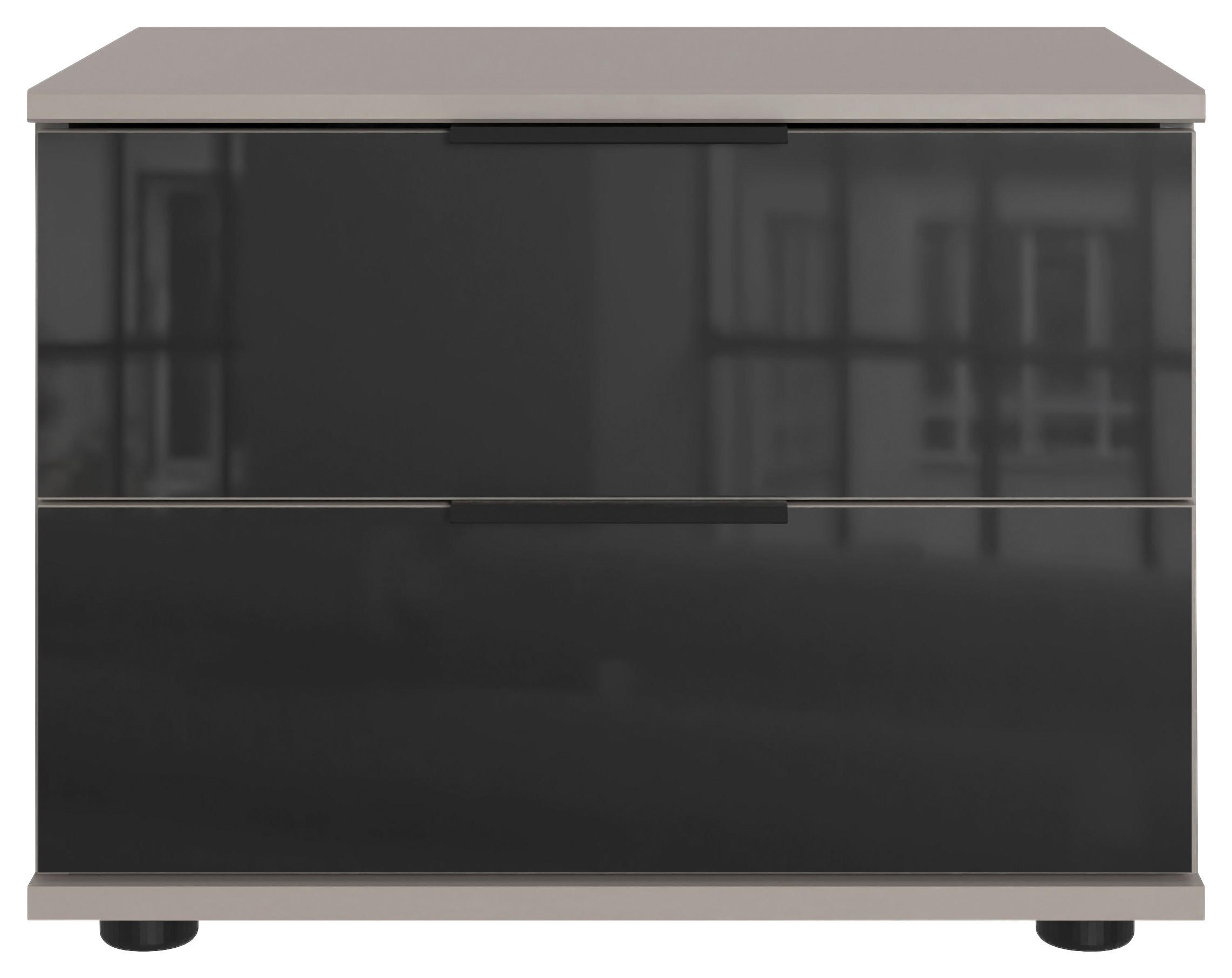 NACHTSCHRANK 52/40/38 cm  - Schwarz/Grau, KONVENTIONELL, Glas/Holzwerkstoff (52/40/38cm) - Boxxx