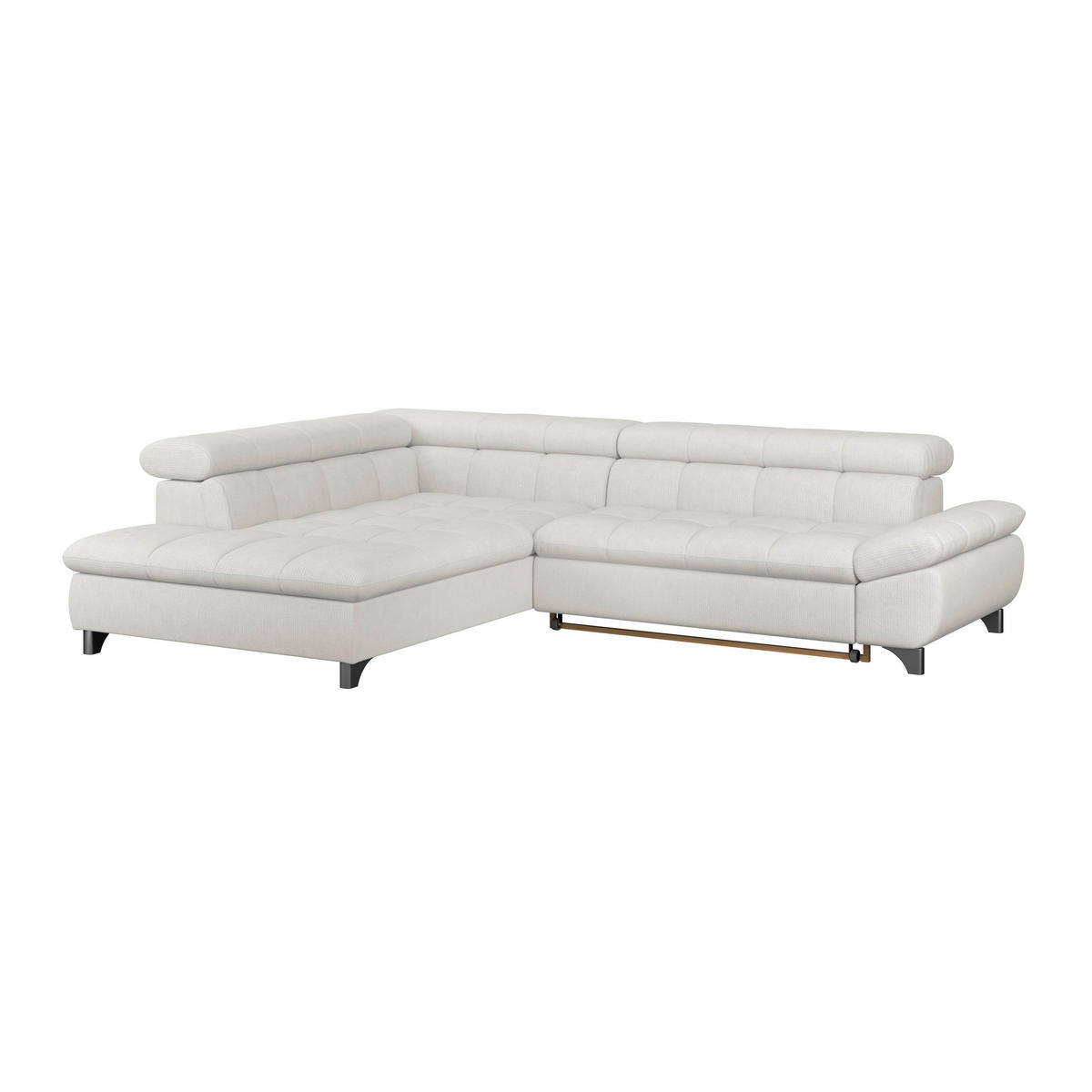 ECKSOFA Creme Chenille  - Chromfarben/Creme, KONVENTIONELL, Textil/Metall (234/312cm) - Livetastic