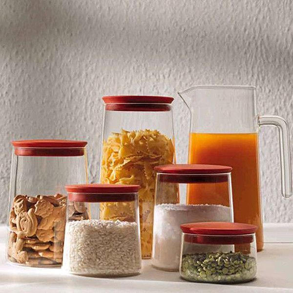 POSODA ZA SHRANJEVANJE             - rdeča/prozorno, Basics, umetna masa/steklo (0,75l)