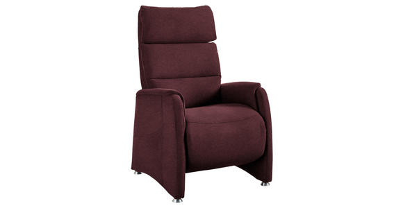 FERNSEHSESSEL in Flachgewebe Bordeaux - Bordeaux/Alufarben, KONVENTIONELL, Textil/Metall (69/111/83cm) - Cantus