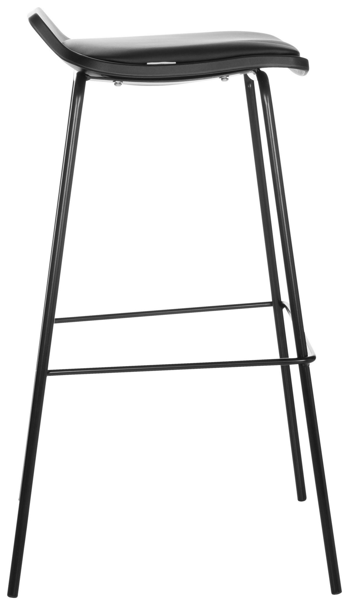 BARHOCKER Lederlook Schwarz stapelbar, abwischbar  - Schwarz, Basics, Textil/Metall (47/82/49cm) - MID.YOU