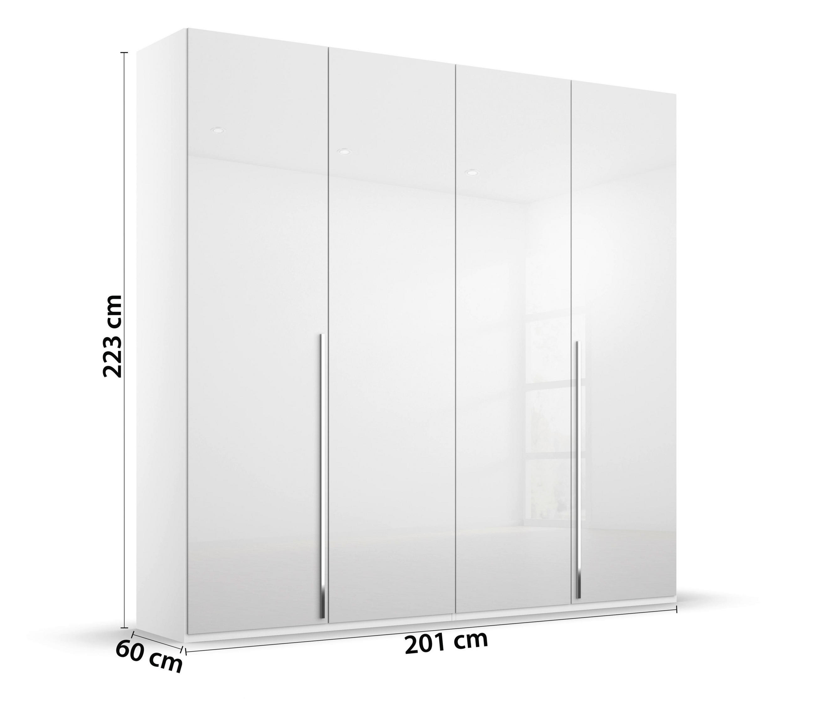 Thumbnail - home24 Drehtürenschrank, Weiß, Weiß Hochglanz, Metall, 7 Fächer, 201x223x60 cm, Blauer Engel, Goldenes M, Made in German...