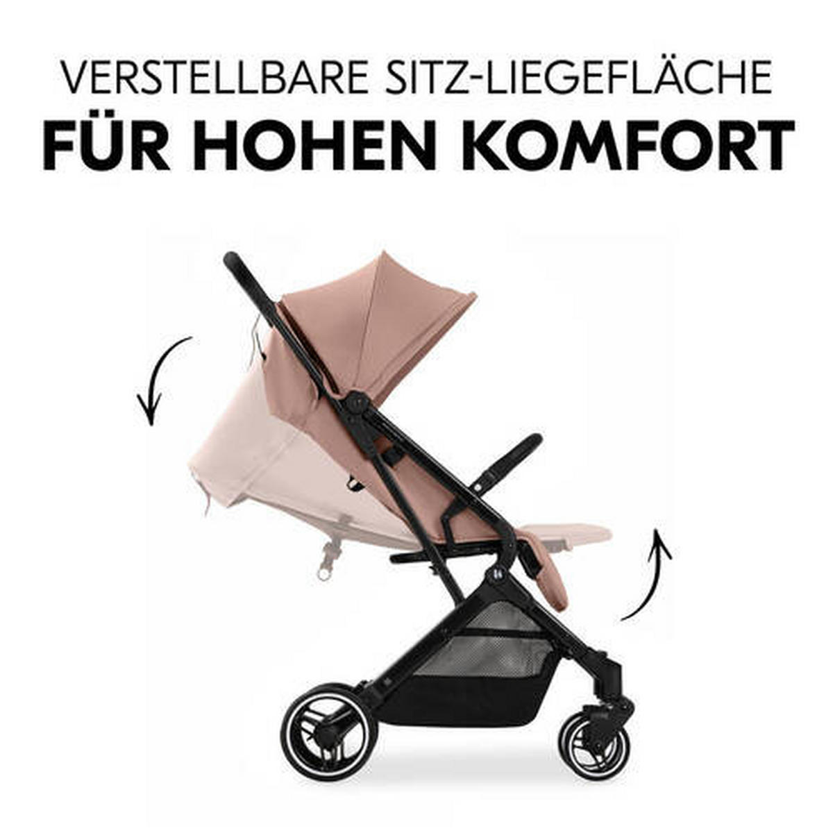 BUGGY TRAVEL N CARE PLUS  - Schwarz/Rosa, Basics, Textil/Metall (81/51,5/105cm) - Hauck