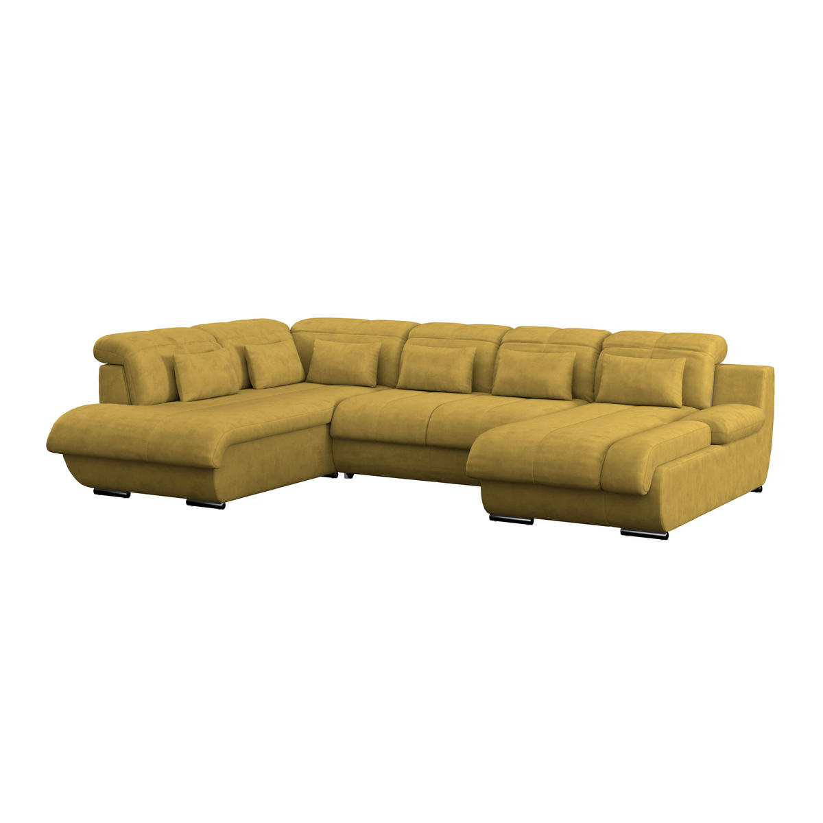 WOHNLANDSCHAFT Senfgelb Mikrofaser  - Chromfarben/Senfgelb, MODERN, Textil/Metall (228/345/184cm) - MID.YOU