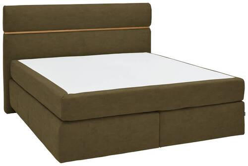 BOXSPRINGBETT 180/200 cm  in Eichefarben, Olivgrün  - Eichefarben/Schwarz, KONVENTIONELL, Holz/Kunststoff (180/200cm) - Dieter Knoll