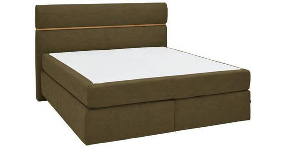 BOXSPRINGBETT 180/200 cm in Eichefarben, Olivgrün - Eichefarben/Schwarz, KONVENTIONELL, Holz/Kunststoff (180/200cm) - Dieter Knoll