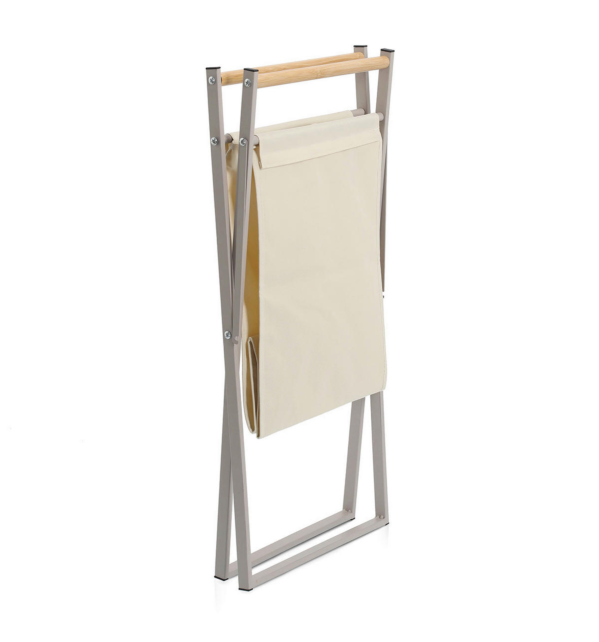 WÄSCHESAMMLER - Greige/Grau, Basics, Holz/Textil (36,5/40/67cm) - Zeller Present