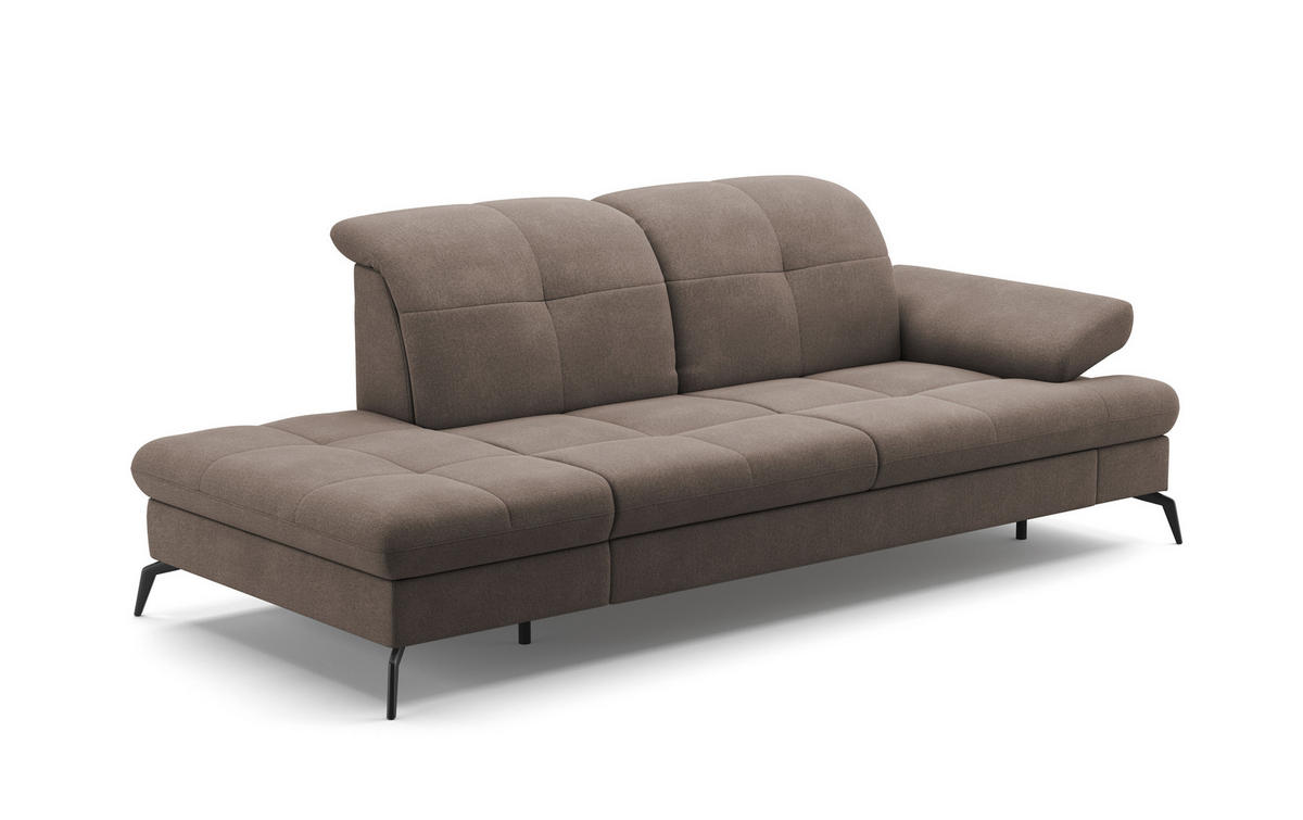 RÉCAMIERE in Flachgewebe Schlammfarben  - Schlammfarben/Schwarz, Konventionell, Textil/Metall (231/90/122cm) - Sit & More