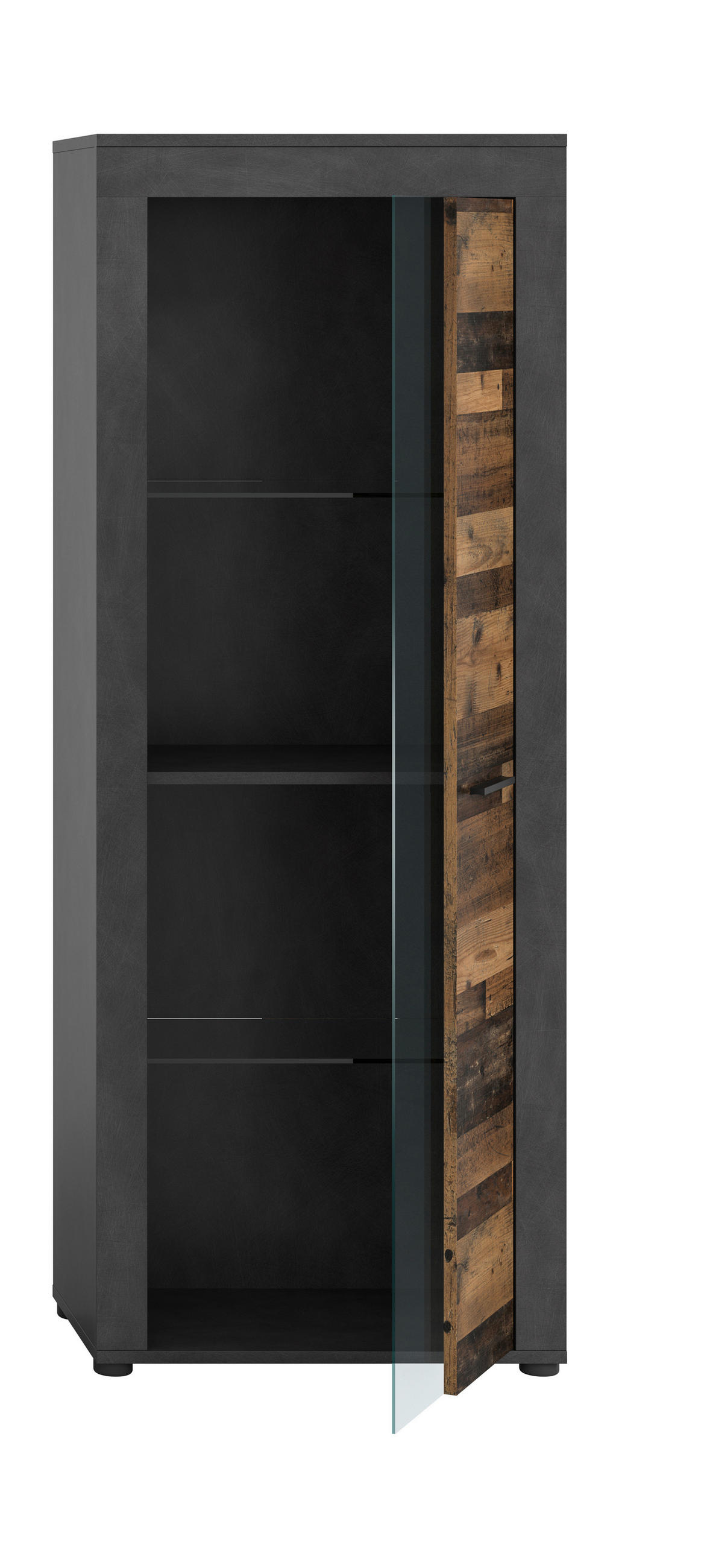VITRINE in Anthrazit, Naturfarben  - Anthrazit/Schwarz, Design, Glas/Holzwerkstoff (60/159/35cm) - MID.YOU