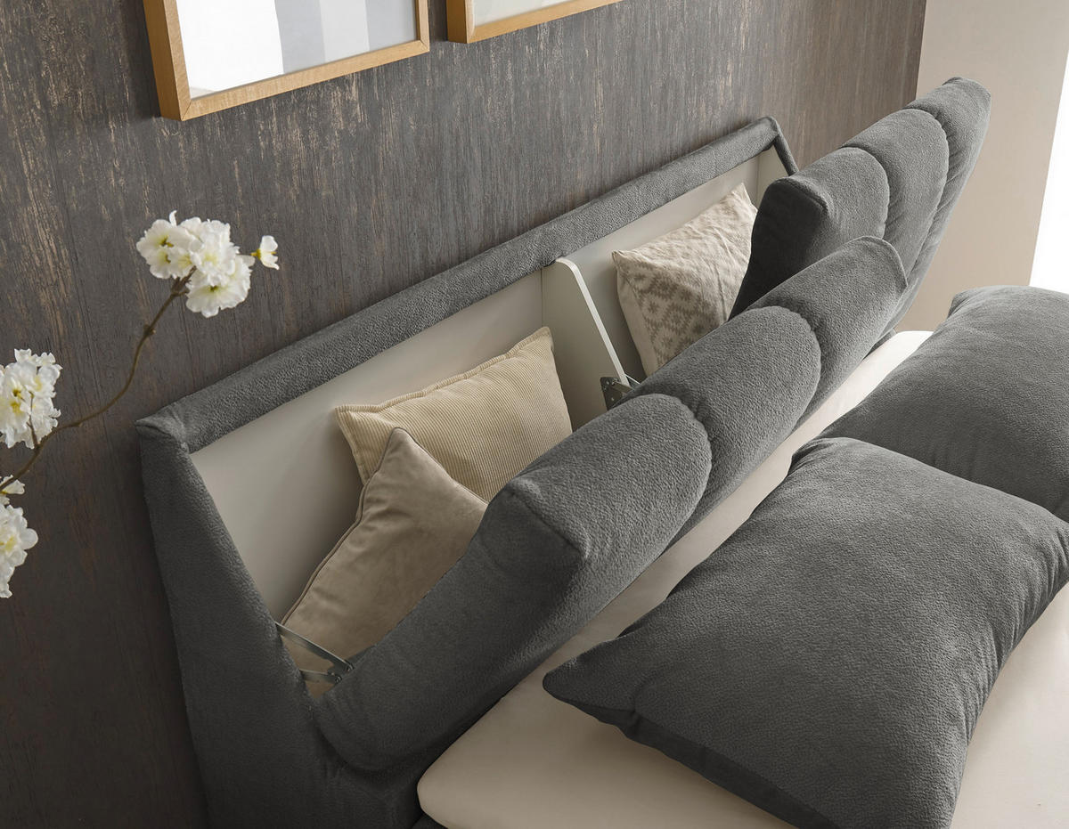 BOXSÄNG 180/200 cm  i grafitfärgad  - grafitfärgad/svart, Modern, trämaterial/textil (180/200cm) - MID.YOU