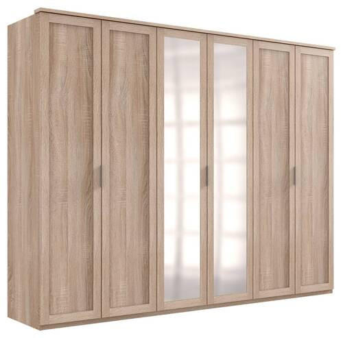 SKRIŇA S OTOČNÝMI DVERAMI, farba duba, 270/210/58 cm - farba duba/strieborná, Konventionell, kompozitné drevo/sklo (270/210/58cm) - MID.YOU