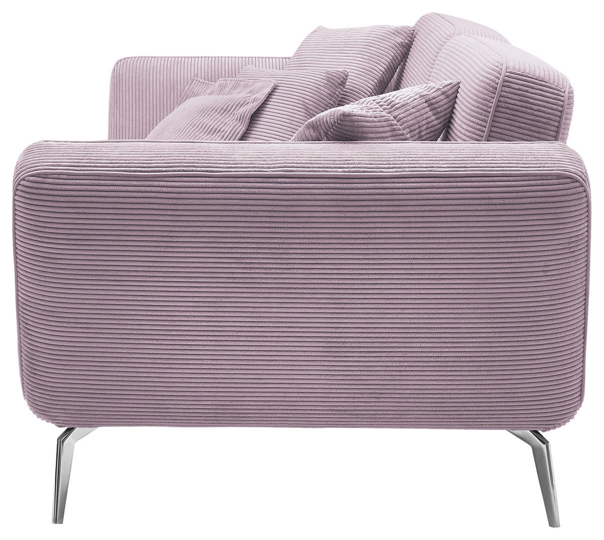 3-SITZER-SOFA Cord Aubergine  - Chromfarben/Aubergine, KONVENTIONELL, Kunststoff/Textil (260/90/125cm) - SetOne by Musterring
