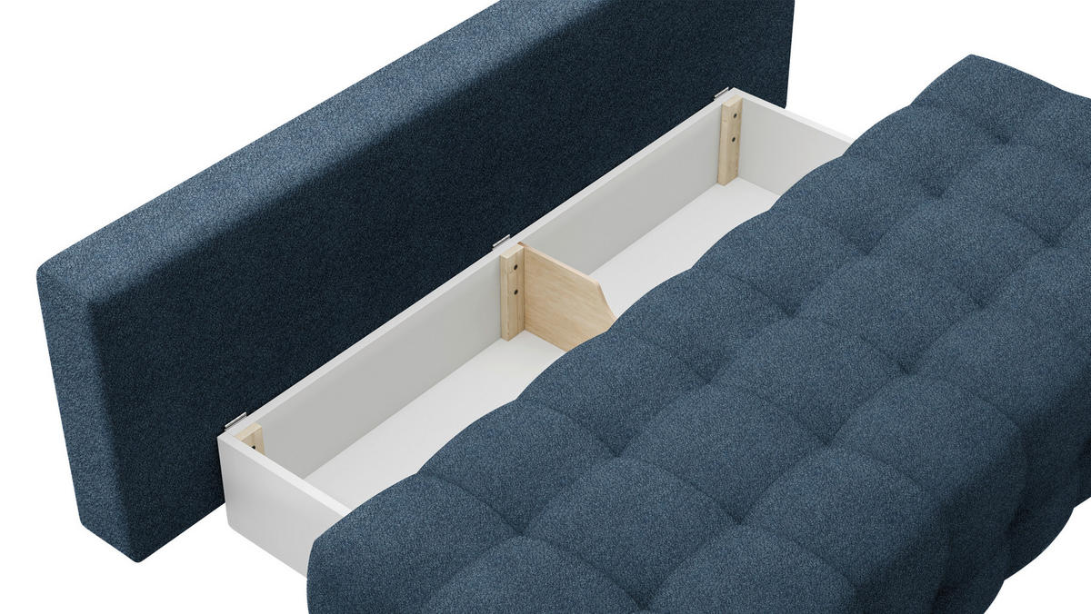 SCHLAFSOFA in Chenille, Plüsch Dunkelblau  - Schwarz/Dunkelblau, KONVENTIONELL, Kunststoff/Textil (209/96/100cm) - Stylife