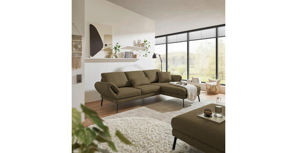 ECKSOFA  in Flachgewebe Khaki  255-365/175-224 cm  - Khaki/Schwarz, Design, Textil/Metall (255-365/175-224cm) - Dieter Knoll